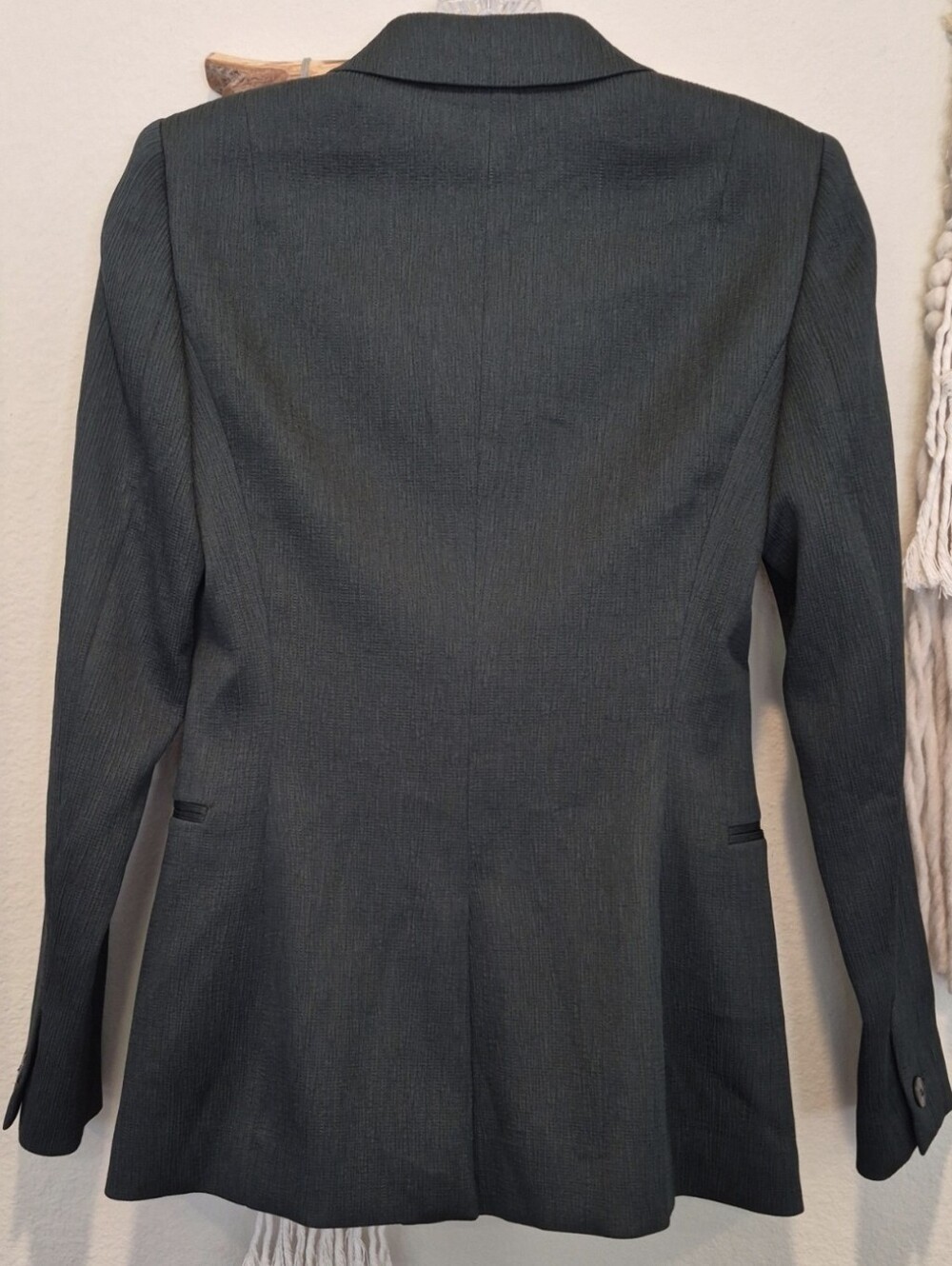 0/2 Reiss Neya Textured Tailored Fully Lined Blazer, Petrol Blue Hunter Green - Picture 7 of 14